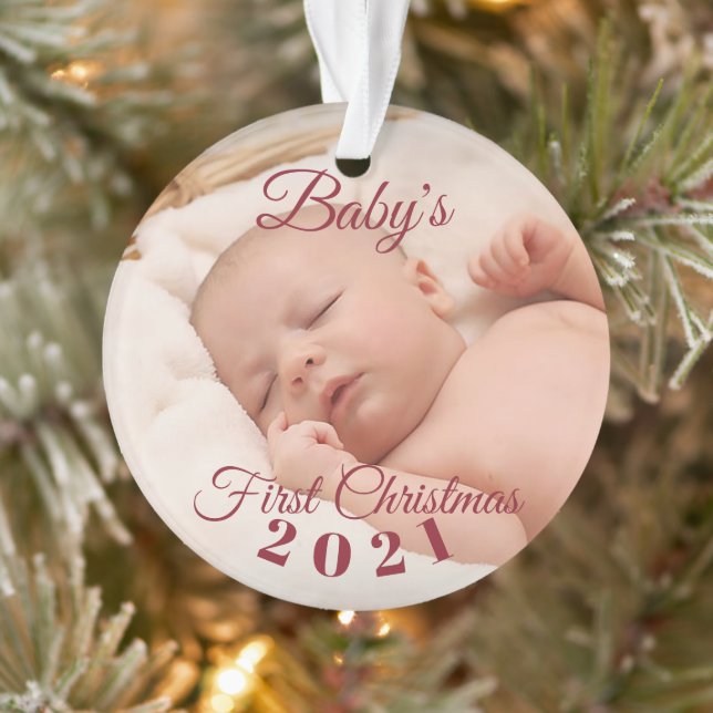 Baby's First Christmas Acrylic Ornament, Circle Ornament (Tree)