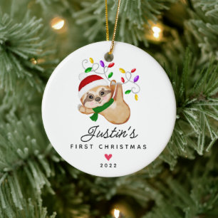 Baby's First Christmas Baby Boy Sloth Ceramic Tree Decoration