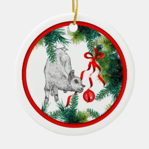 Baby's First Christmas Baby Goat Ceramic Tree Decoration