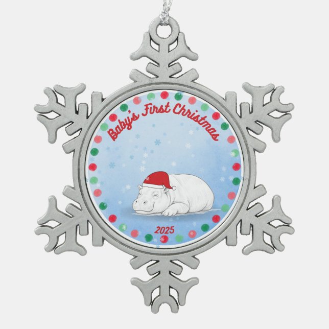 -Baby's First Christmas -Baby Hippo Ornament (Front)
