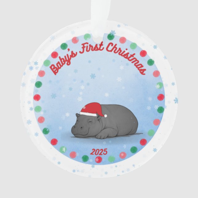 -Baby's First Christmas -Baby Hippo Ornament (Front)
