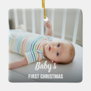 Baby's First Christmas, Baby Photo Custom Ceramic Ornament