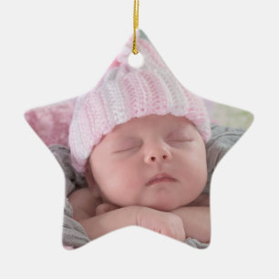 Baby's First Christmas Baby Photo Pink Christmas Ceramic Tree Decoration