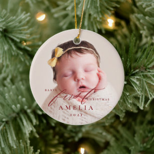 Babys First Christmas Baby Stats Ceramic Ornament