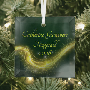 Baby's First Christmas Birth Detail Keepsake Gift Glass Tree Decoration
