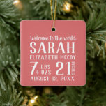 Baby's First Christmas Birth Stat Photo Ceramic Ornament<br><div class="desc">Cute birth stat Christmas tree ornament,  customised with baby's birth details and photo.</div>