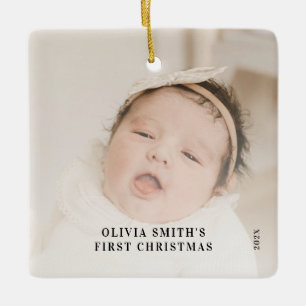 Babys First Christmas Birth Stats Announcement C Ceramic Ornament