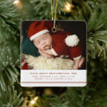 Babys First Christmas  Birth Stats Announcement Ceramic Ornament<br><div class="desc">Commemorate your little one’s first holiday season with this joyful Baby’s First Christmas birth announcement ceramic ornament. Perfect for celebrating your baby’s arrival and adding a sentimental touch to your tree, it beautifully displays their name, birth details, and photo. Ideal as a keepsake for parents, grandparents, and loved ones, this...</div>