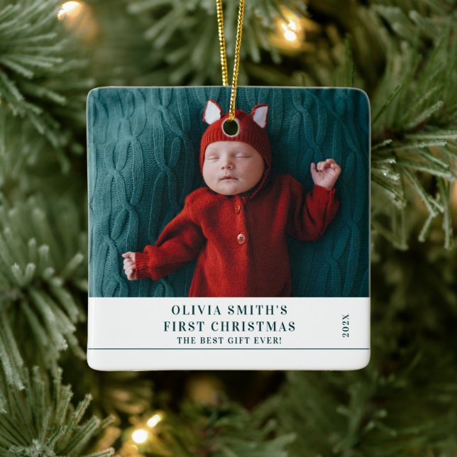 Babys First Christmas  Birth Stats Announcement  Ceramic Ornament (Tree)