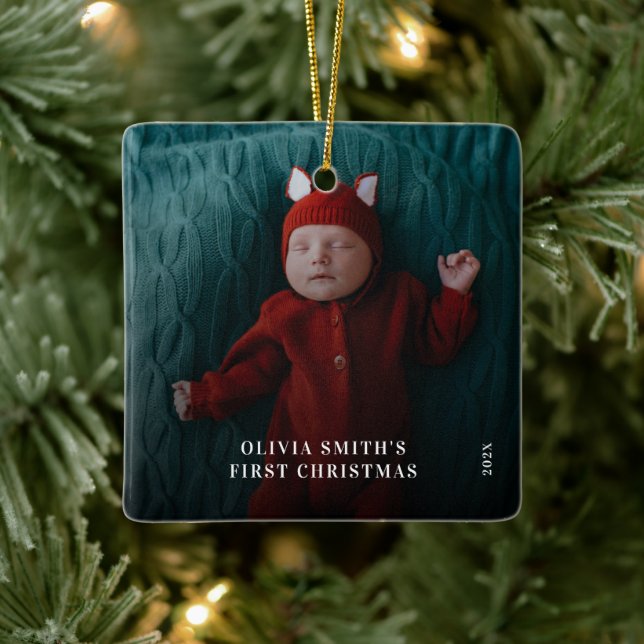 Babys First Christmas  Birth Stats Announcement  Ceramic Ornament (Tree)