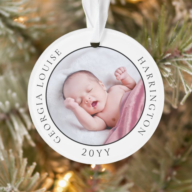 Baby's First Christmas Birth Stats Photo Keepsake Ornament (Tree)