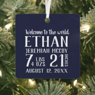 Baby's First Christmas Birth Stats Photo  Metal Tree Decoration