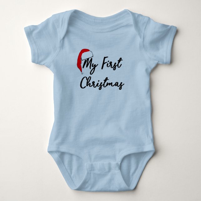 Baby's First Christmas Bodysuit (Blue) (Front)