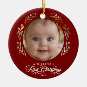 Baby's First Christmas Botanical Papercut Ceramic Tree Decoration