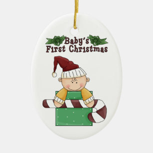 Baby's First Christmas Candy Cane Ceramic Tree Decoration