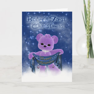 Baby's First Christmas Card With Cute Little Bear