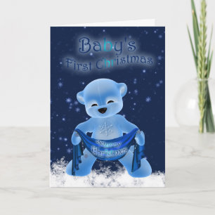 Baby's First Christmas Card With Cute Little Bear