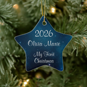 Baby's First Christmas Celestial Deep Blue Space Ceramic Tree Decoration