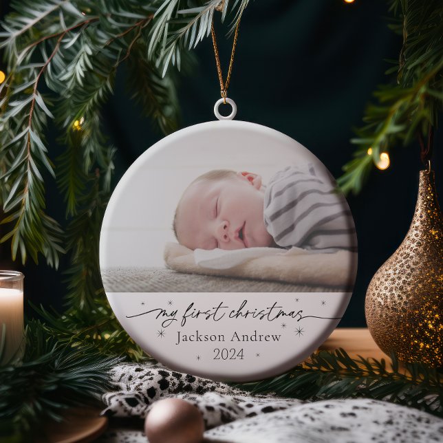 Baby's First Christmas Ceramic Photo Ornament (Creator Uploaded)