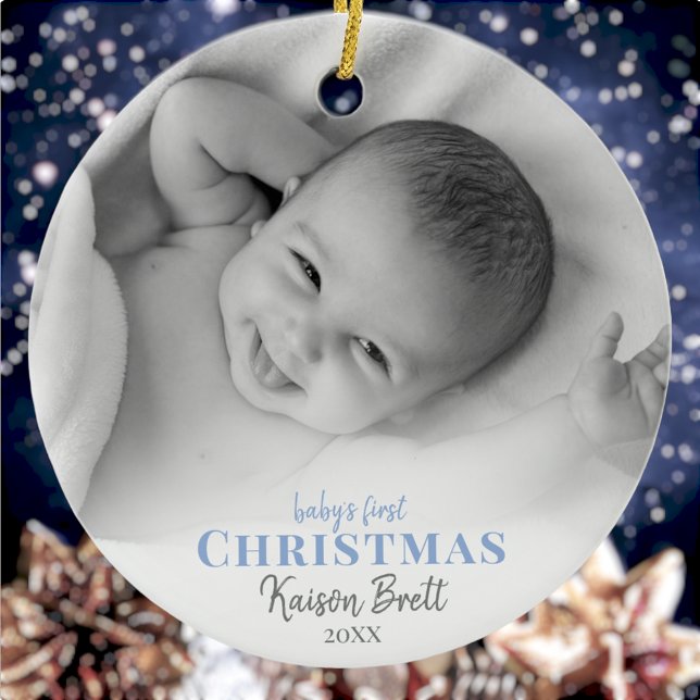 Babys First Christmas Ceramic Photo Ornament (Creator Uploaded)