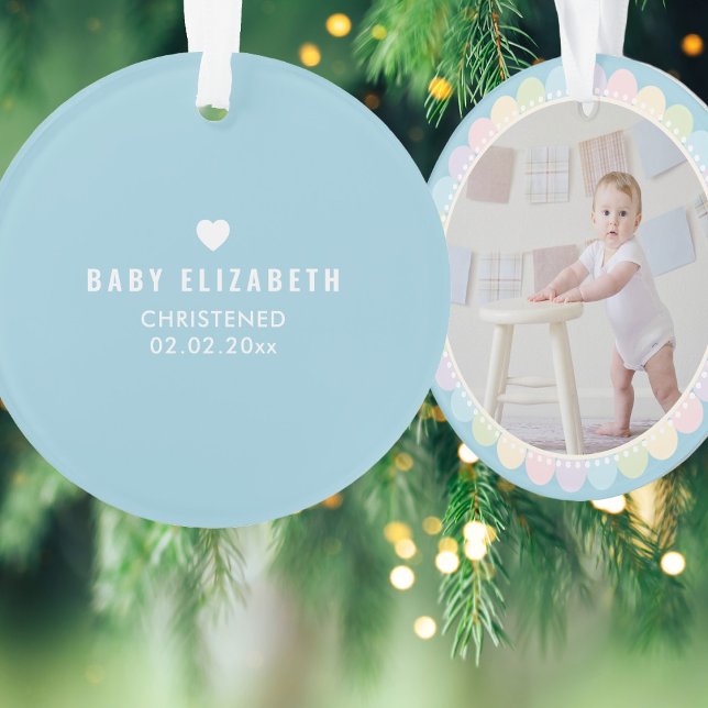 Baby's First Christmas | Christening Baptism Photo Ornament (Creator Uploaded)