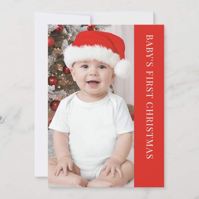 Baby's First Christmas Classic Photo  Holiday Card (Front)