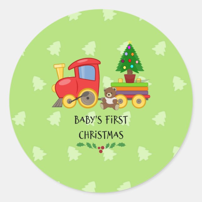 Baby's First Christmas Classic Round Sticker (Front)
