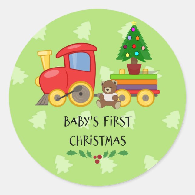 Baby's First Christmas Classic Round Sticker (Front)
