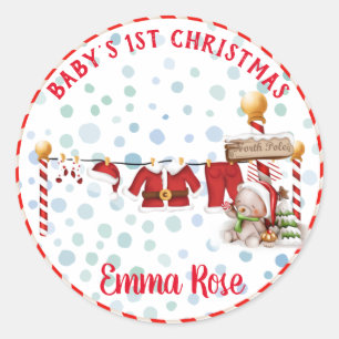 Baby's first christmas classic round sticker