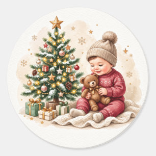 Baby's First Christmas Classic Round Sticker