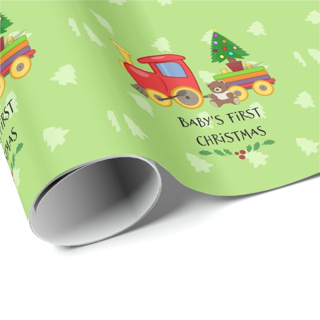 Baby's First Christmas, colourful holiday design Wrapping Paper (Roll Corner)