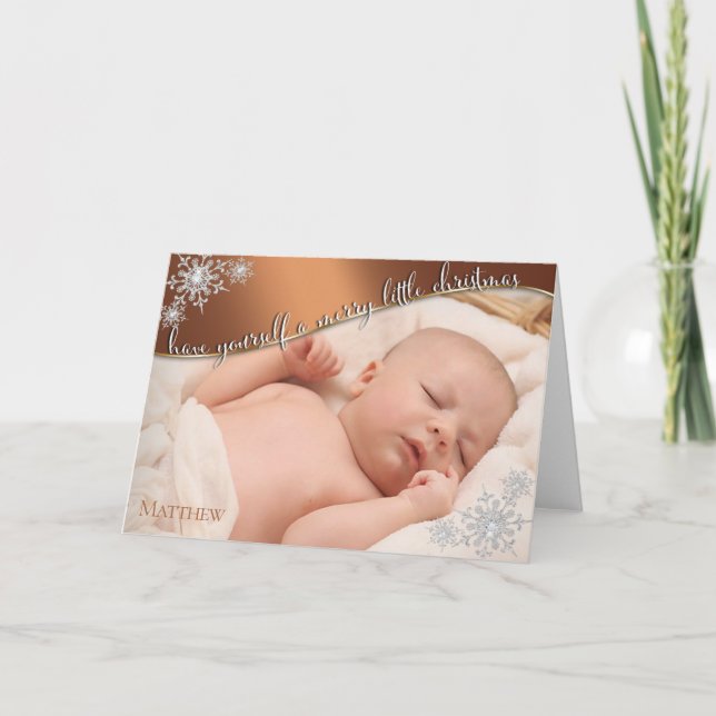 Baby's First Christmas Copper - YOUR BABY'S PHOTO Card (Front)