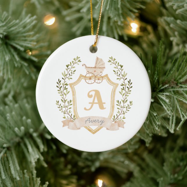 Baby's First Christmas | Crest Monogram Ceramic Tree Decoration (Tree)