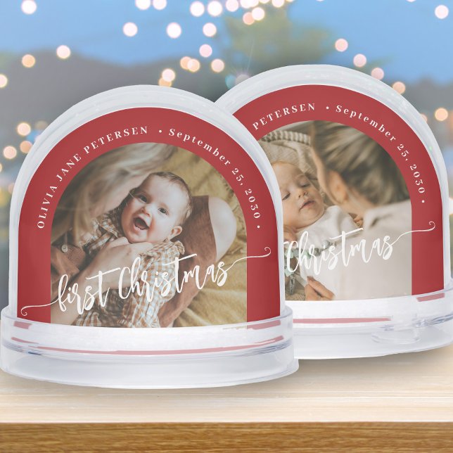 Baby's first Christmas custom 2 photo personalised Snowglobe (Creator Uploaded)