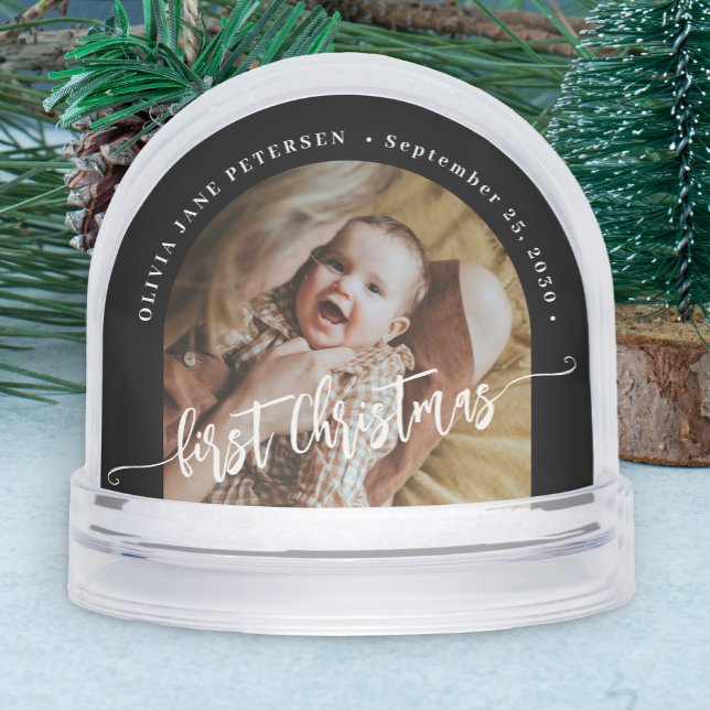 Baby's first Christmas custom 2 photo personalised Snowglobe (Creator Uploaded)