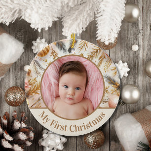 Baby's First Christmas Custom Baby Photo Ceramic Tree Decoration