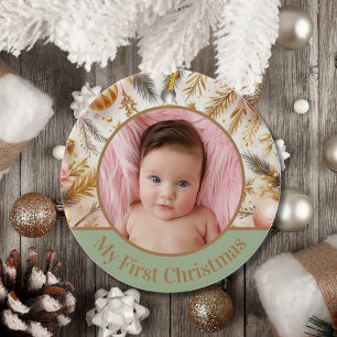 Baby's First Christmas Custom Baby Photo Ceramic Tree Decoration