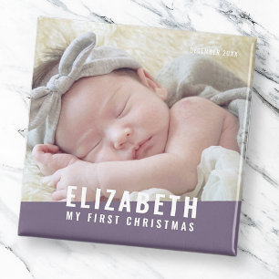 Baby's First Christmas Custom Modern Photo Year Magnet