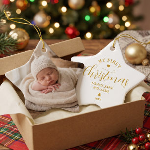Baby's First Christmas Custom Name Keepsake Ceramic Tree Decoration