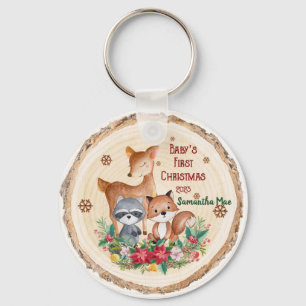 Baby's First Christmas Custom Name Keepsake Key Ring