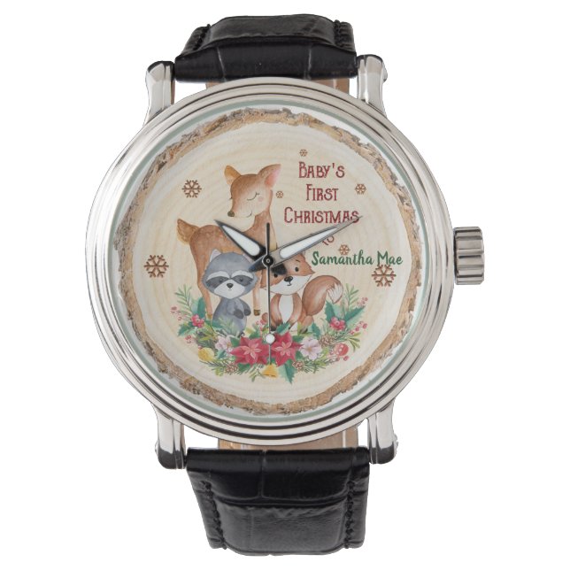 Baby's First Christmas Custom Name Keepsake Watch (Front)