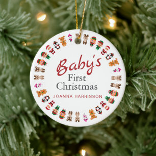 Baby's First Christmas Custom Name Photo Ceramic Tree Decoration