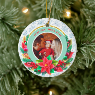 Baby's First Christmas Custom Name Photo Keepsake Ceramic Tree Decoration
