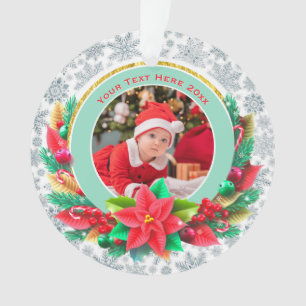 Baby's First Christmas Custom Name Photo Keepsake Ornament