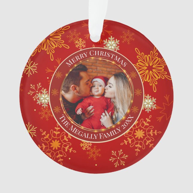 Baby's First Christmas Custom Name Photo Keepsake Ornament (Front)