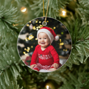 Baby's First Christmas Custom Photo Ceramic Tree Decoration