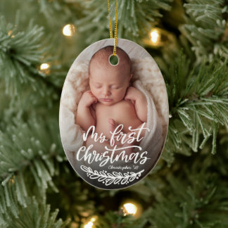 Baby's First Christmas Custom Photo  Ceramic Tree Decoration