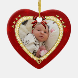 Baby's First Christmas Custom Photo Heart Ornament