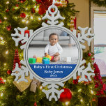 Baby's First Christmas Custom Photo Ornament<br><div class="desc">Capture the wonder of your little one's first festive season with our enchanting "Baby's First Christmas unique Ornament." Designed to treasure those precious moments, each ornament features a heartwarming artistic rendition of winter's joy with your baby's photo on the other. Adorn your Christmas tree with memories that twinkle amid holiday...</div>
