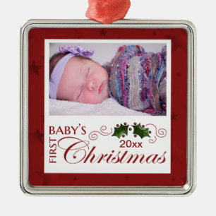 Baby's First Christmas - Custom Photo/Year Metal Tree Decoration